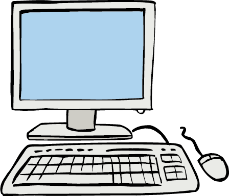 Computer-Bild-Schirm, Tastatur und Maus